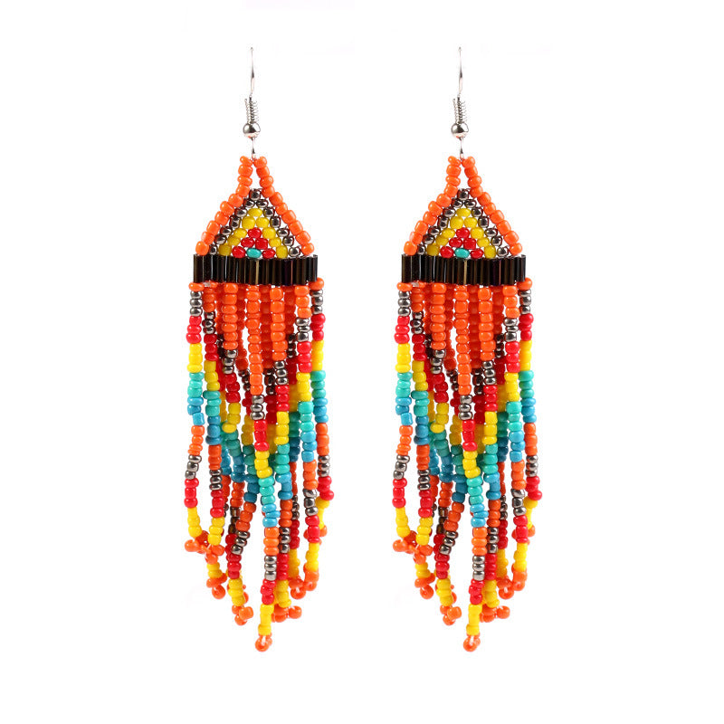 Wholesale Vintage Long Length Multilayer Bead Earrings